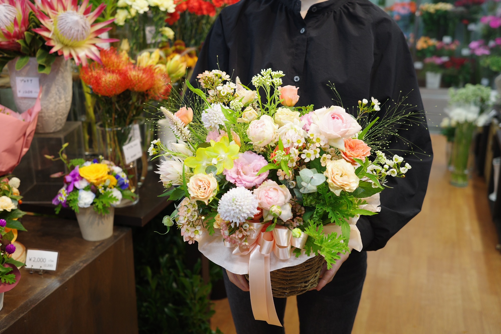 籠のアレンジメント