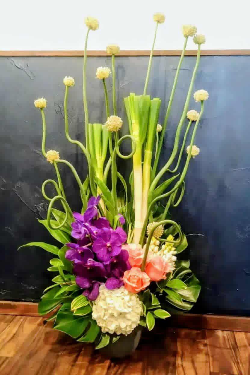 ネギを使ったアレンジメント