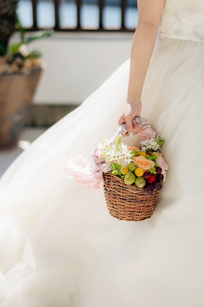 バスケット型ウエディングブーケ